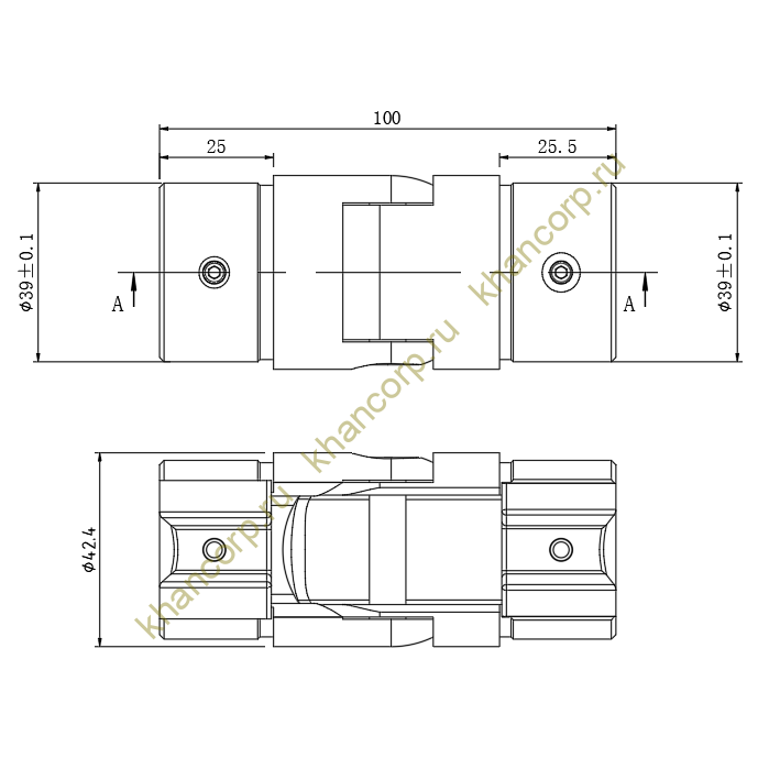 Отвод поворотный FOP-42p.08 для поручня Ø42.4 мм с пазом, нержавейка/полированный