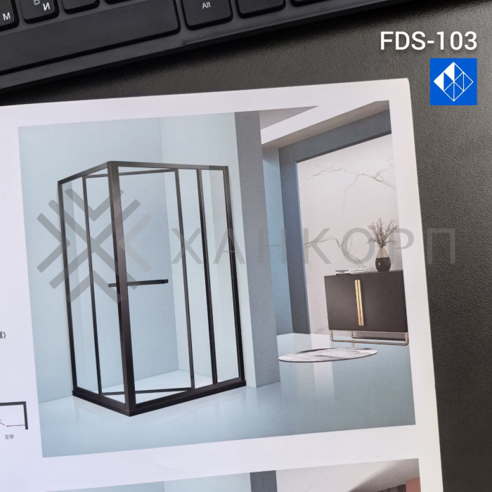 Угловой раздвижной комплект Клио FDS-103, 1200х1200х2000 мм для стекла 8 мм, дверь 650 мм, нержавейка/полированный