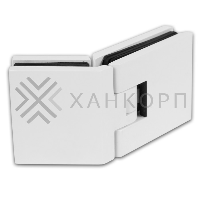 Петля Аврора FDP-185 стекло-стекло 135˚ с крышками, латунь/белый