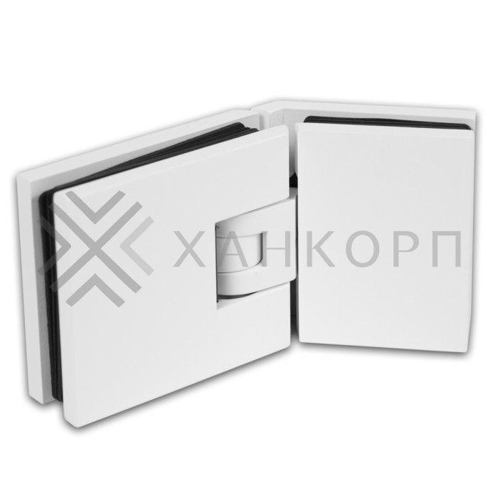 Петля Аврора FDP-185 стекло-стекло 135˚ с крышками, латунь/белый