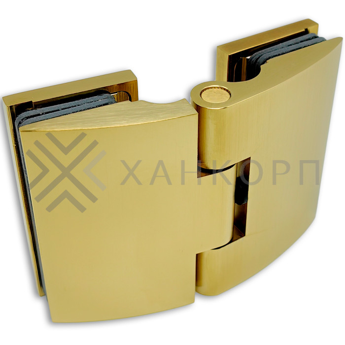 Петля Европа FDP-119 стекло-стекло 180˚, с крышками, латунь/брашированное золото