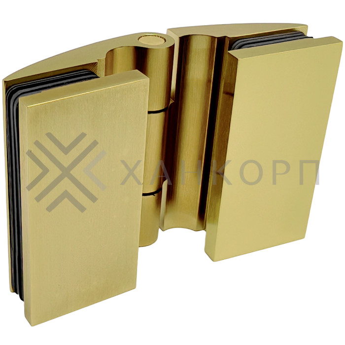 Петля Европа FDP-119 стекло-стекло 180˚, с крышками, латунь/брашированное золото