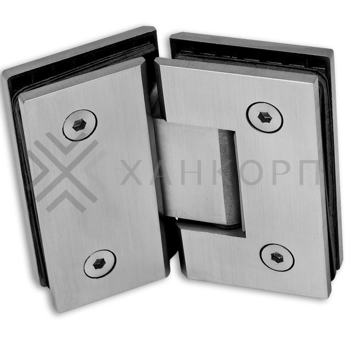 Петля Альфа FDP-14 стекло-стекло 135°, нержавейка/матовый