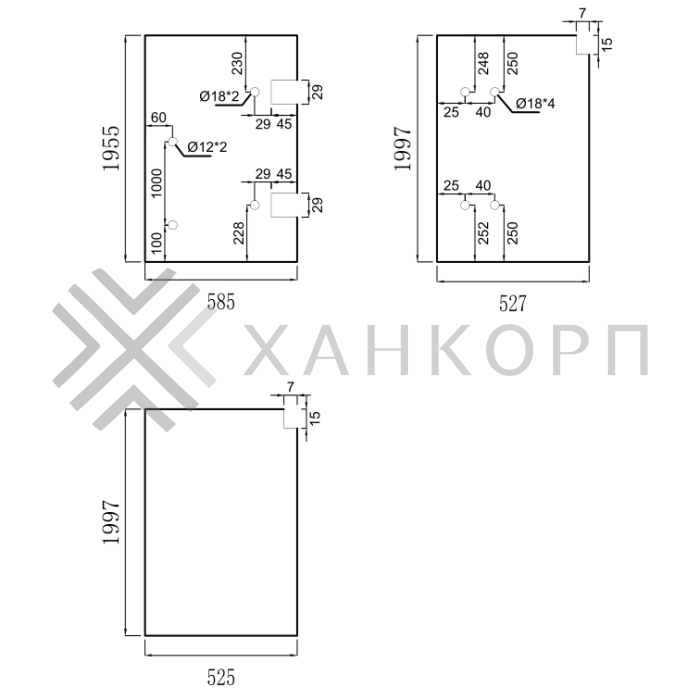 Трапециевидный распашной комплект Юнона FDS-104, 750х620х750х2000 мм, нержавейка/черный