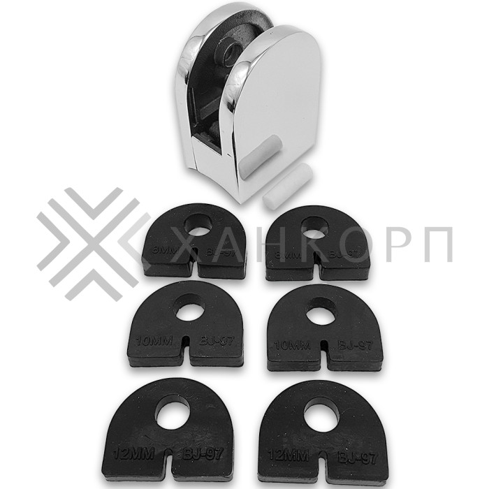 Крепление стекла FKK-80, 40х50х27 к круглой трубе Ø38 литое, нержавейка/полированный