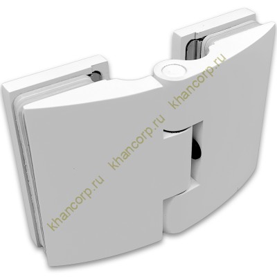 Петля Европа FDP-119  стекло-стекло 180˚, с крышками, латунь/белый