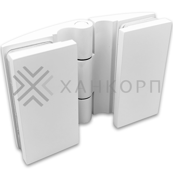 Петля Европа FDP-119  стекло-стекло 180˚, с крышками, латунь/белый