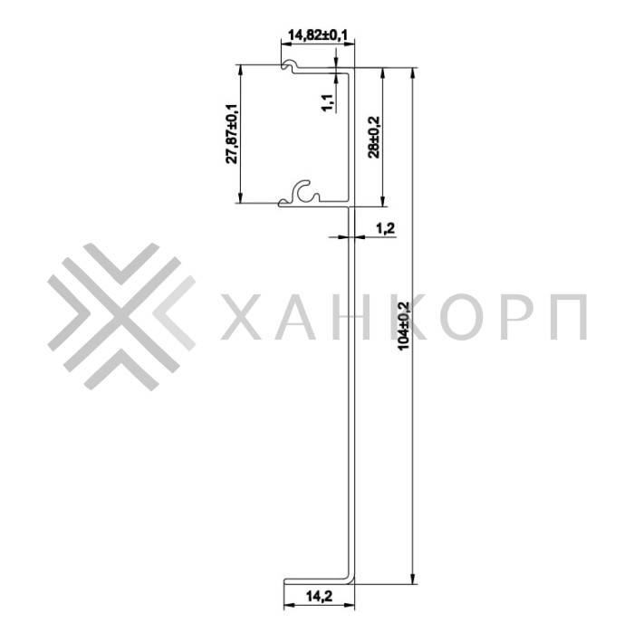 Крышка трека FDS-152.4 раздвижной системы FDS-15/FDS-20.21/FDS-20.31 длина 4 м, алюминий/анодированный