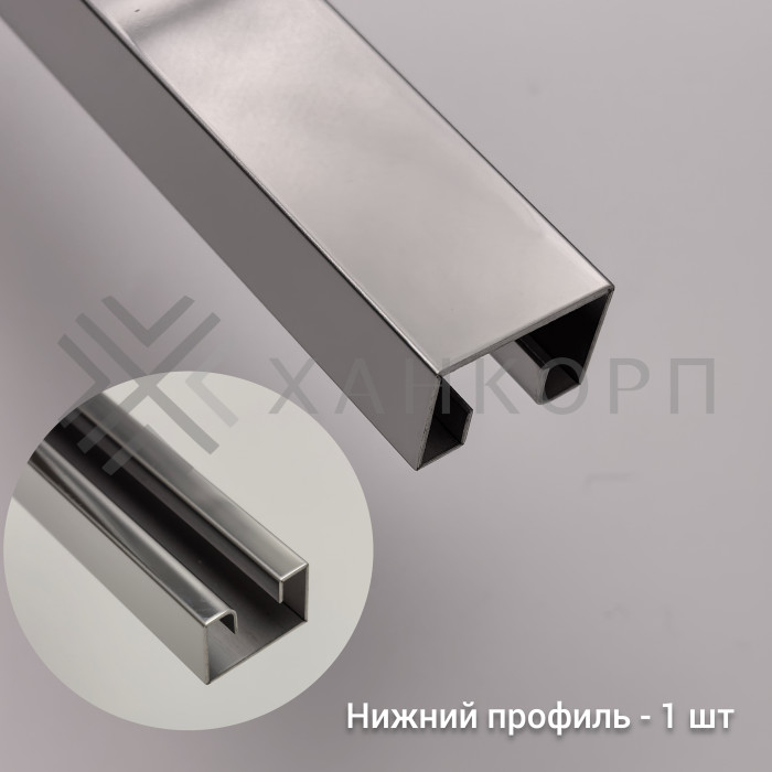 Трапециевидный распашной комплект Юнона FDS-104, 750х620х750х2000 мм, нержавейка/полированный