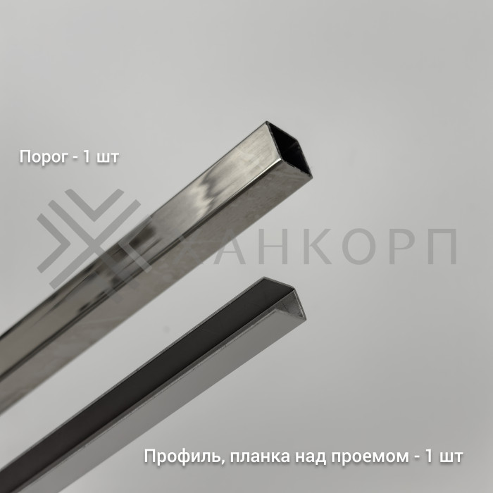 Трапециевидный распашной комплект Юнона FDS-104, 750х620х750х2000 мм, нержавейка/полированный