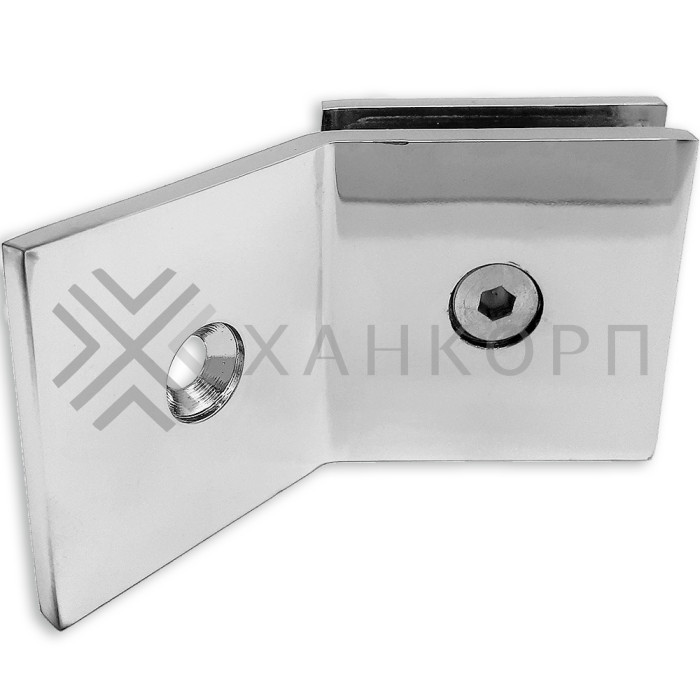 Коннектор Альфа α FDK-17 стена-стекло 135˚ с пластиной, цинк/хром