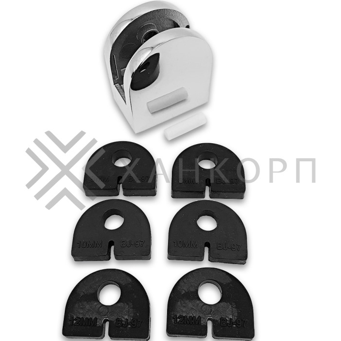 Крепление стекла FKK-82, 46х40х25 к плоской трубе или полу, литое, нержавейка/полированный