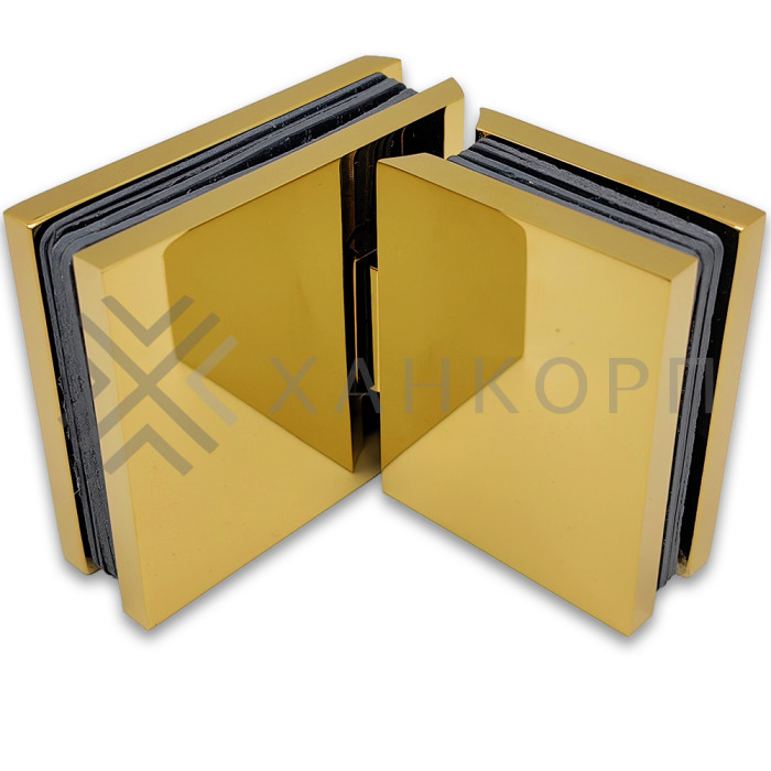 Петля Аврора FDP-181 стекло-стекло 180˚ с крышками, латунь/золото