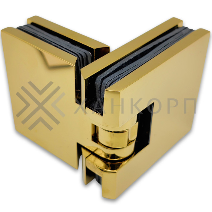 Петля Аврора FDP-181 стекло-стекло 180˚ с крышками, латунь/золото