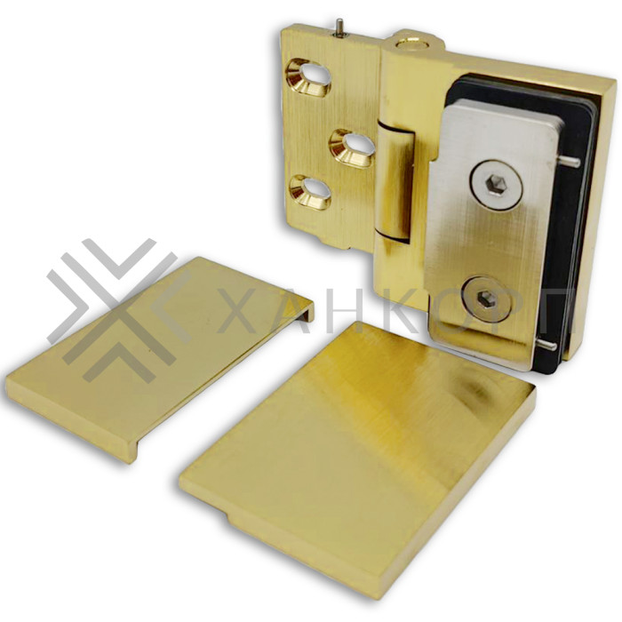 Петля Майя FDP-170 стена-стекло 90˚ открывание наружу, латунь/брашированное золото