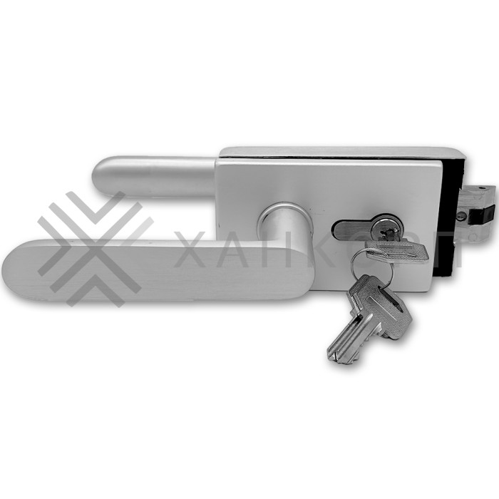 Замок FMZ-33.1 для межкомнатной двери из стекла, с притвором ключ/защелка, алюминий/анодированный