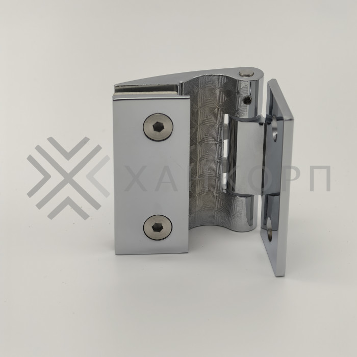 Петля Европа FDP-114 стена-стекло 90° без крышек, цинк/хром