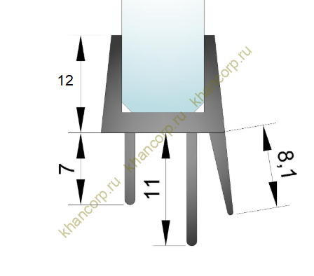 Уплотнитель FDPP-439.8 ПРЕМИУМ нижний ус-7мм, ус-11мм,прозрачный 1,1 м под стекло 8 мм