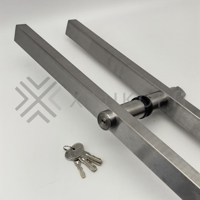 Ручка FKR-214 для стеклянной двери 25х38х1125x1500ммх1 мм с замком, нержавейка/матовый