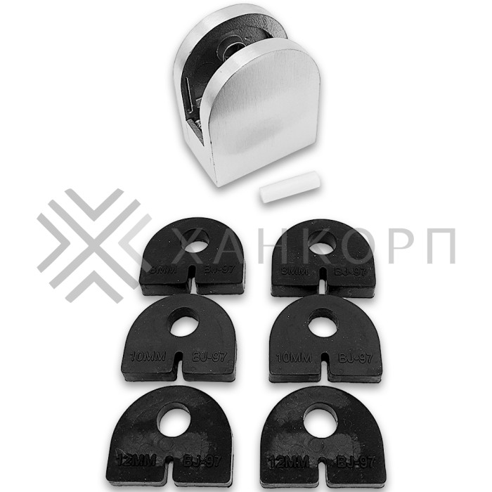 Крепление стекла FKK-82, 46х40х25 к плоской трубе или полу, литое, нержавейка/матовый