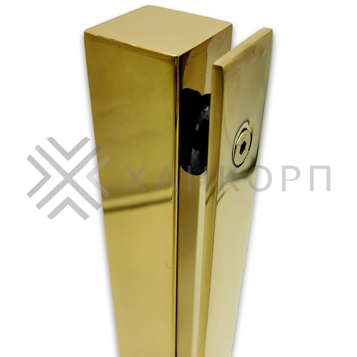 Стойка FOS-07 для стекла напольная 78х400 мм со сверлением, нержавейка/золото