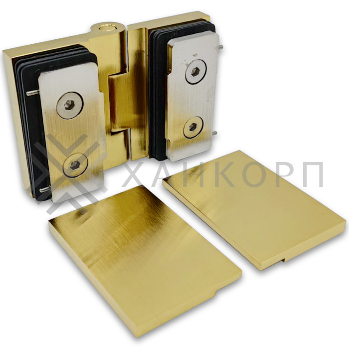 Петля Майя FDP-171 стекло-стекло 180˚, латунь/брашированное золото