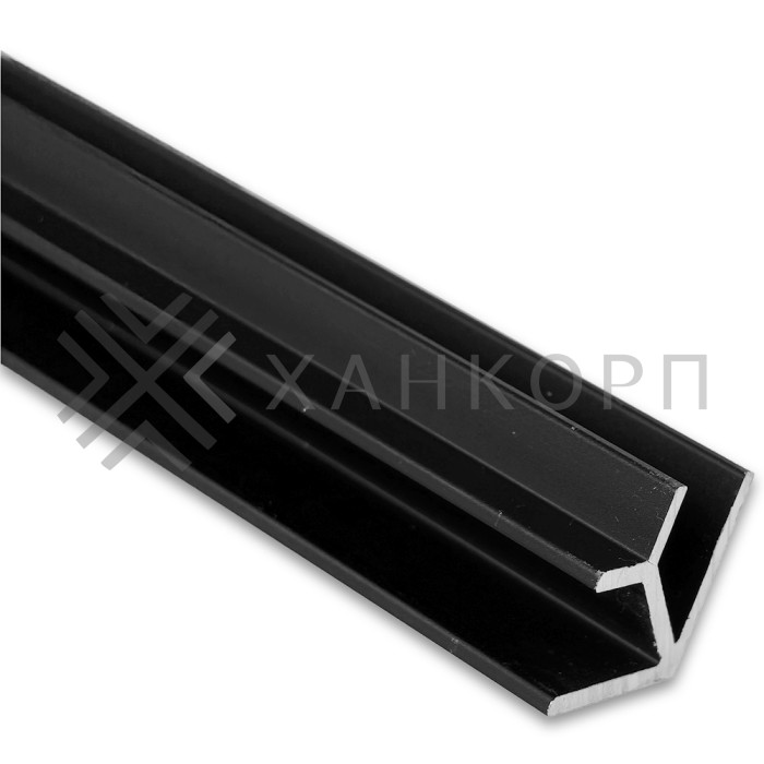 Угловой опорный профиль FDPA-57.3, 90°,19х19х12,5х1,75 мм под стекло 8 мм, 3 м, алюминий/черный