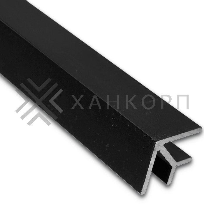 Угловой опорный профиль FDPA-57.3, 90°,19х19х12,5х1,75 мм под стекло 8 мм, 3 м, алюминий/черный