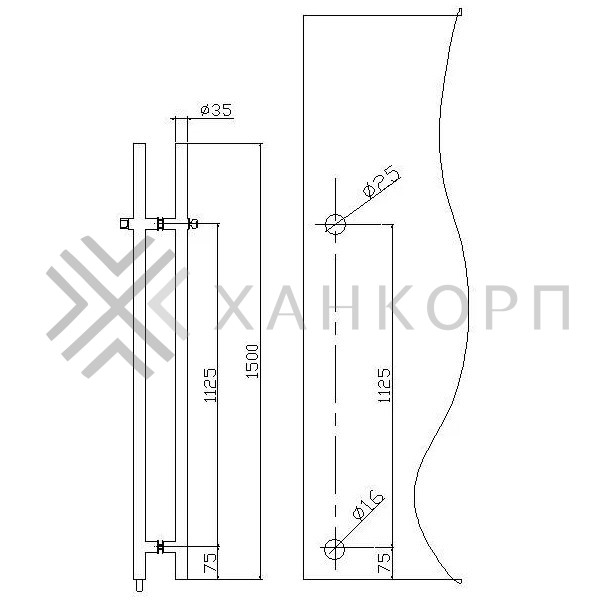 Ручка FKR-213 для стеклянной двери 35x1125х1500х1 м с замком, нержавейка/черный