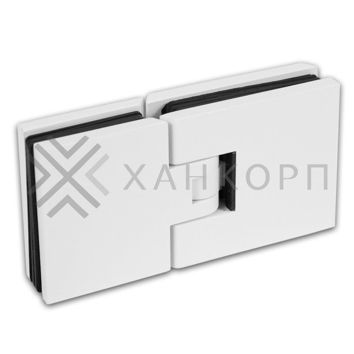 Петля Аврора FDP-181 стекло-стекло 180˚ с крышками, латунь/белый