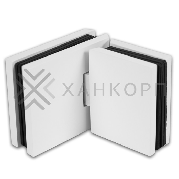 Петля Аврора FDP-181 стекло-стекло 180˚ с крышками, латунь/белый