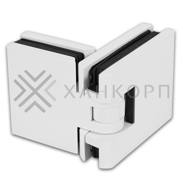 Петля Аврора FDP-181 стекло-стекло 180˚ с крышками, латунь/белый