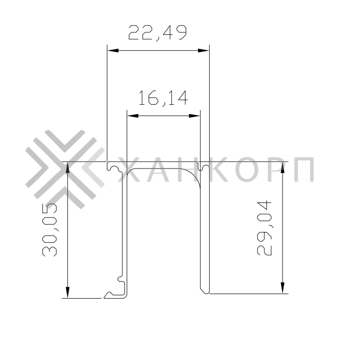 Крепления неподвижного стекла FDS-155.2 к треку для системы FDS-15 длиной 2 м, алюминий/анодированный
