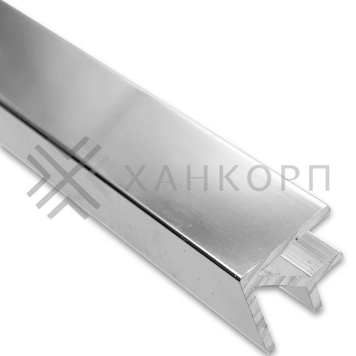 Угловой опорный профиль FDPA-57.3, 90°,19х19х12,5х1,75 мм под стекло 8 мм, 3 м, алюминий/полированный