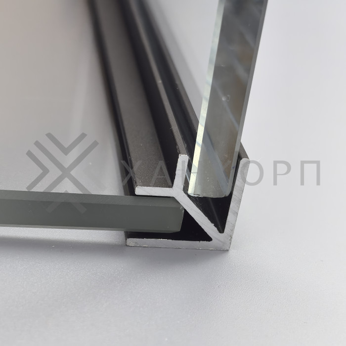 Угловой опорный профиль FDPA-57.3, 90°,19х19х12,5х1,75 мм под стекло 8 мм, 3 м, алюминий/полированный