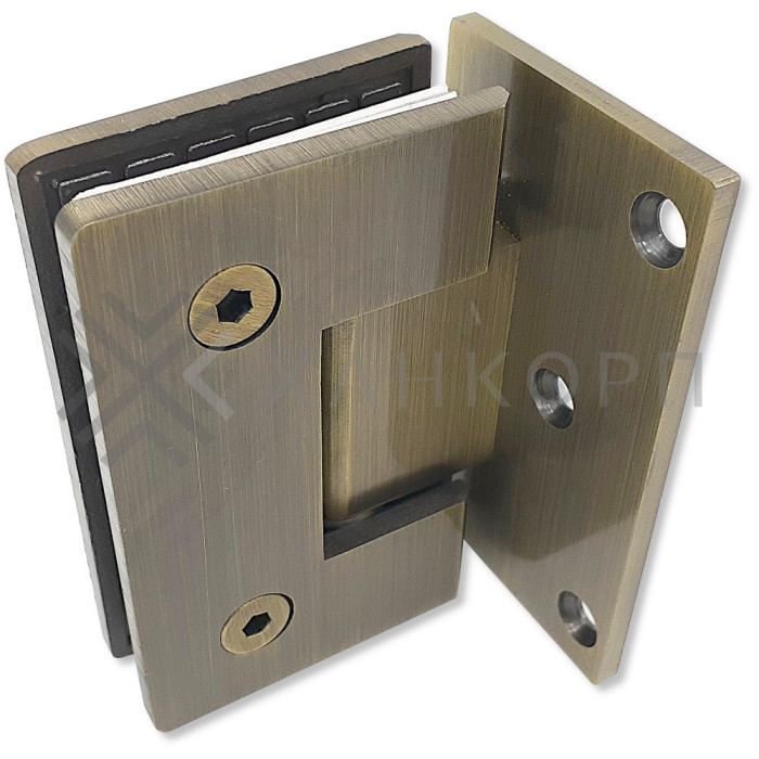 Петля Альфа α FDP-10 стена-стекло с боковым креплением, нержавейка/бронза