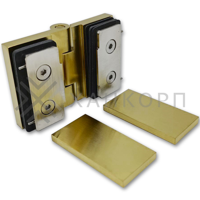 Петля Майя FDP-173 стекло-стекло 135˚-180˚, латунь/брашированное золото