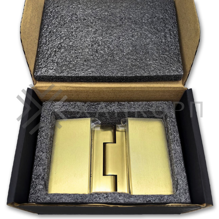 Петля Майя FDP-173 стекло-стекло 135˚-180˚, латунь/брашированное золото