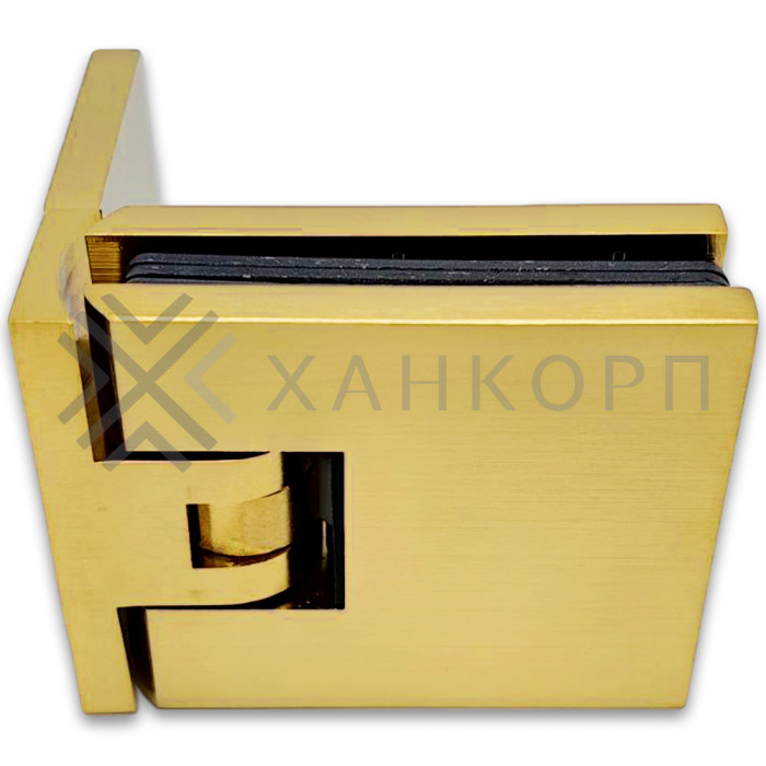 Петля Аврора FDP-180 стена-стекло 90˚ с крышками, латунь/брашированное золото