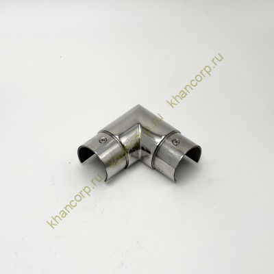 Отвод для поручня FOP-42p.07  угловой 90° с пазом, Ø42.4 мм, GRIT 600, нержавейка/полированный