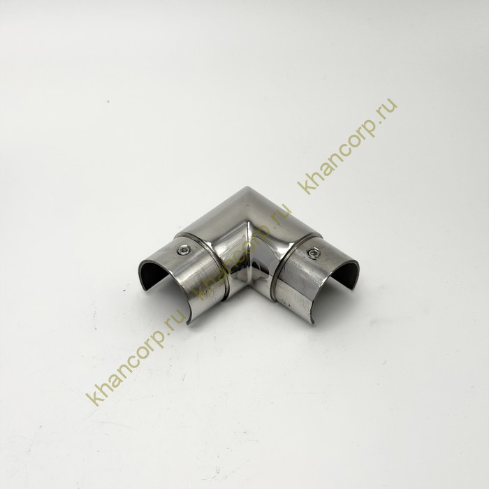 Отвод для поручня FOP-42p.07  угловой 90° с пазом, Ø42.4 мм, GRIT 600, нержавейка/полированный