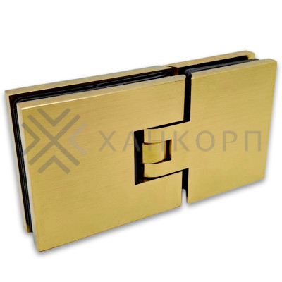 Петля Аврора FDP-181 стекло-стекло 180˚ с крышками, латунь/брашированное золото