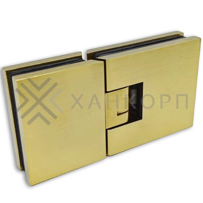 Петля Аврора FDP-181 стекло-стекло 180˚ с крышками, латунь/брашированное золото