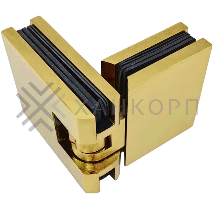 Петля Аврора FDP-181 стекло-стекло 180˚ с крышками, латунь/брашированное золото