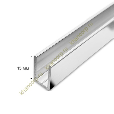Профиль FDPA-52.22 опорный 15х12х1,5 мм под стекло 8 мм, 2,2 м, алюминий/полированный