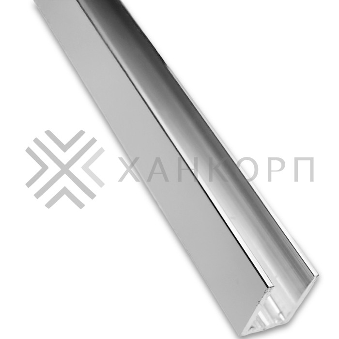 Профиль FDPA-52.22 опорный 15х12х1,5 мм под стекло 8 мм, 2,2 м, алюминий/полированный