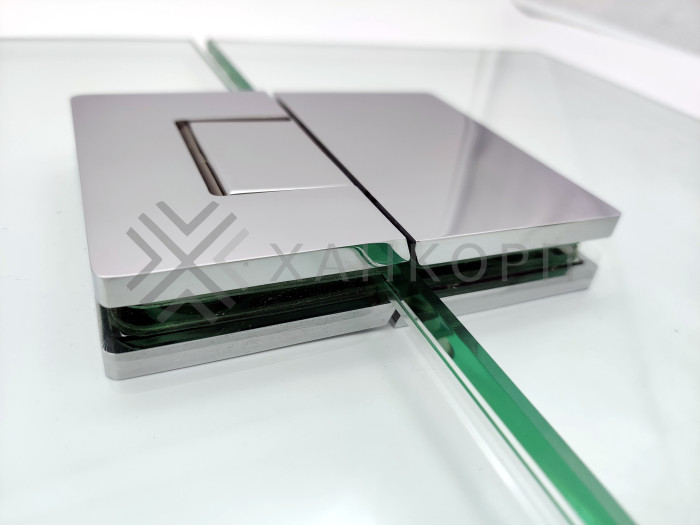 Петля Афина FDP-132 стекло-стекло 180˚, латунь/хром