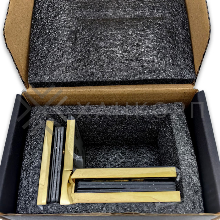 Петля Аврора FDP-184 стекло-стекло 90˚ с крышками, латунь/брашированное золото