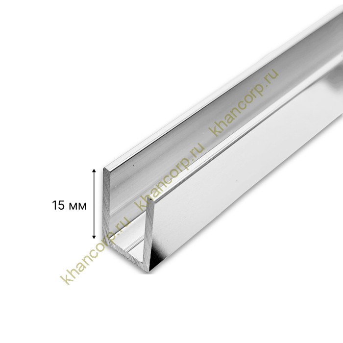 Профиль FDPA-52.3 опорный 15х12х1,5 мм под стекло 8 мм, 3 м, алюминий/полированный