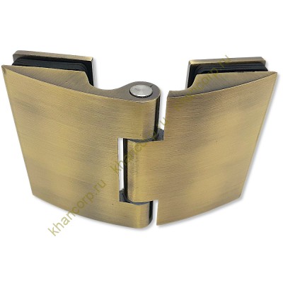 Петля Европа FDP-115 стекло-стекло 180˚ без крышек, нержавейка/бронза